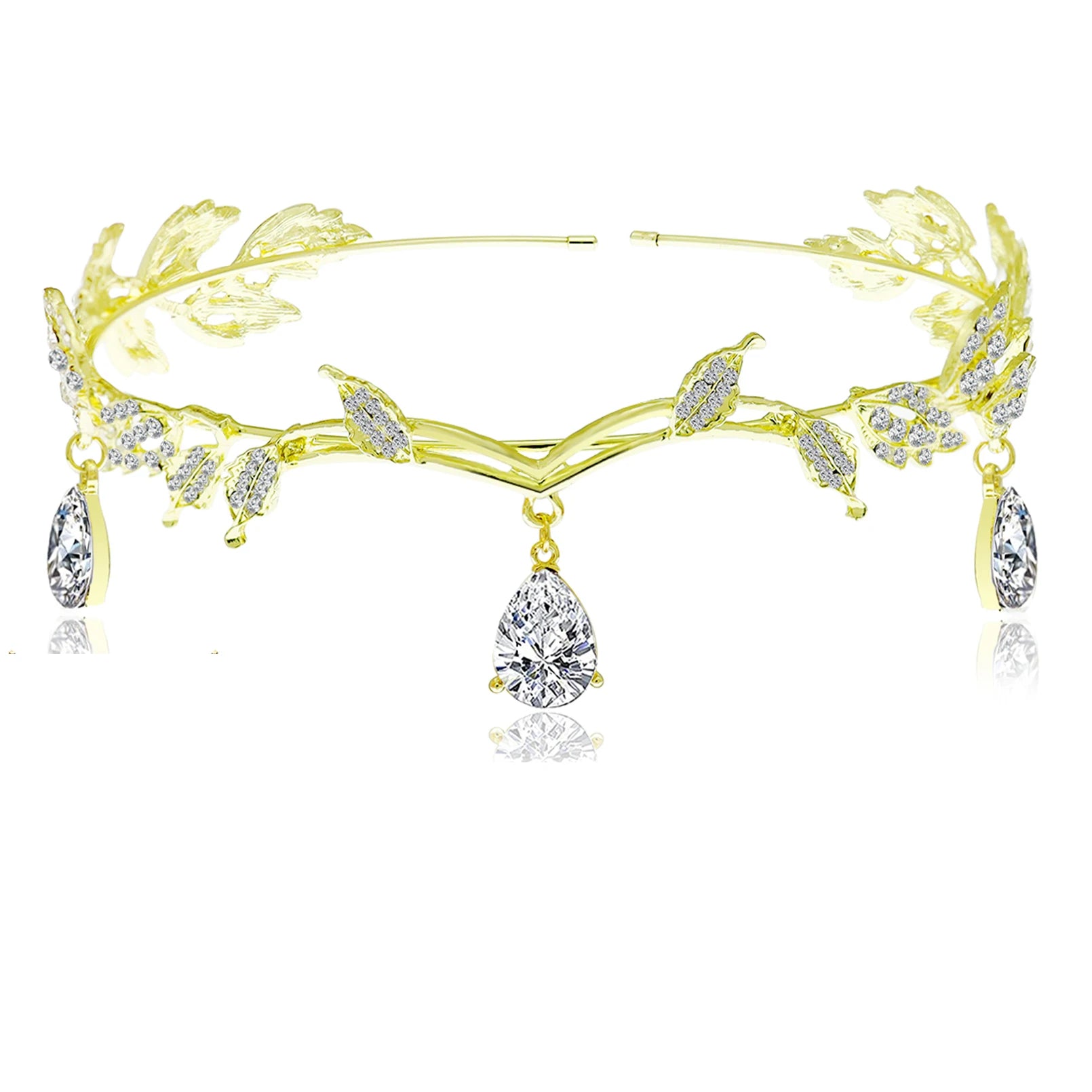 Leaf Branch Goddess Hair Pins Crown Tiara Headband Hair Accessories for Women Wedding Toga Head Dress Alice Band Bridal Jewelry Gold 1