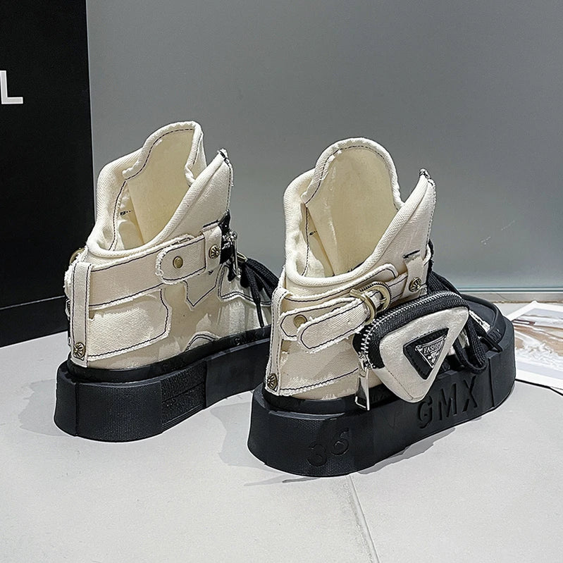 New Women's Ankle Boots Fashion Cowboy Knight Boot Punk Gothic Classic Denim Canvas Shoes Short Goth Platform Shoes