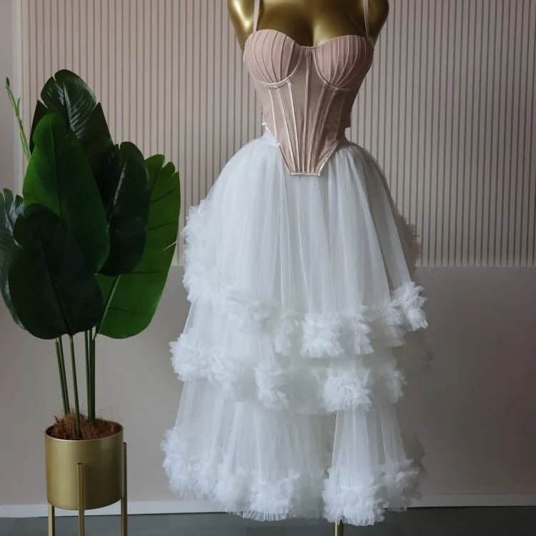 CM.YAYA Women's Dress Set Sleeveless Strap Tops and Pleated Tiered Skirts Suit Elegant Vacation Birthday Two 2 Piece Set Outfits