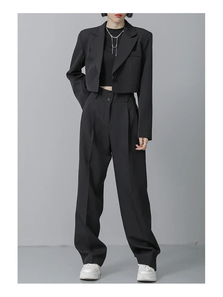 Loose Women Full Sleeve Short Blazers Jackets Pants Suits Female Casual OL Quality Trouser 2 Pieces Set Spring Autumn WS284