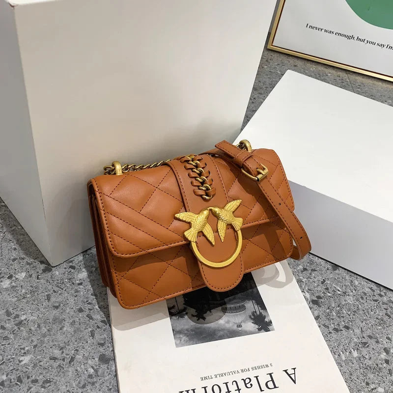 High-End Korean Style Chain Embroidery Bag - Women's Small Square, Versatile Design