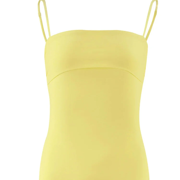 CHRONSTYLE Women Long Dresses Slim Fit Square Neck Backless Spaghetti Strap Solid Color Dress Party Club Wedding Night Vestidos