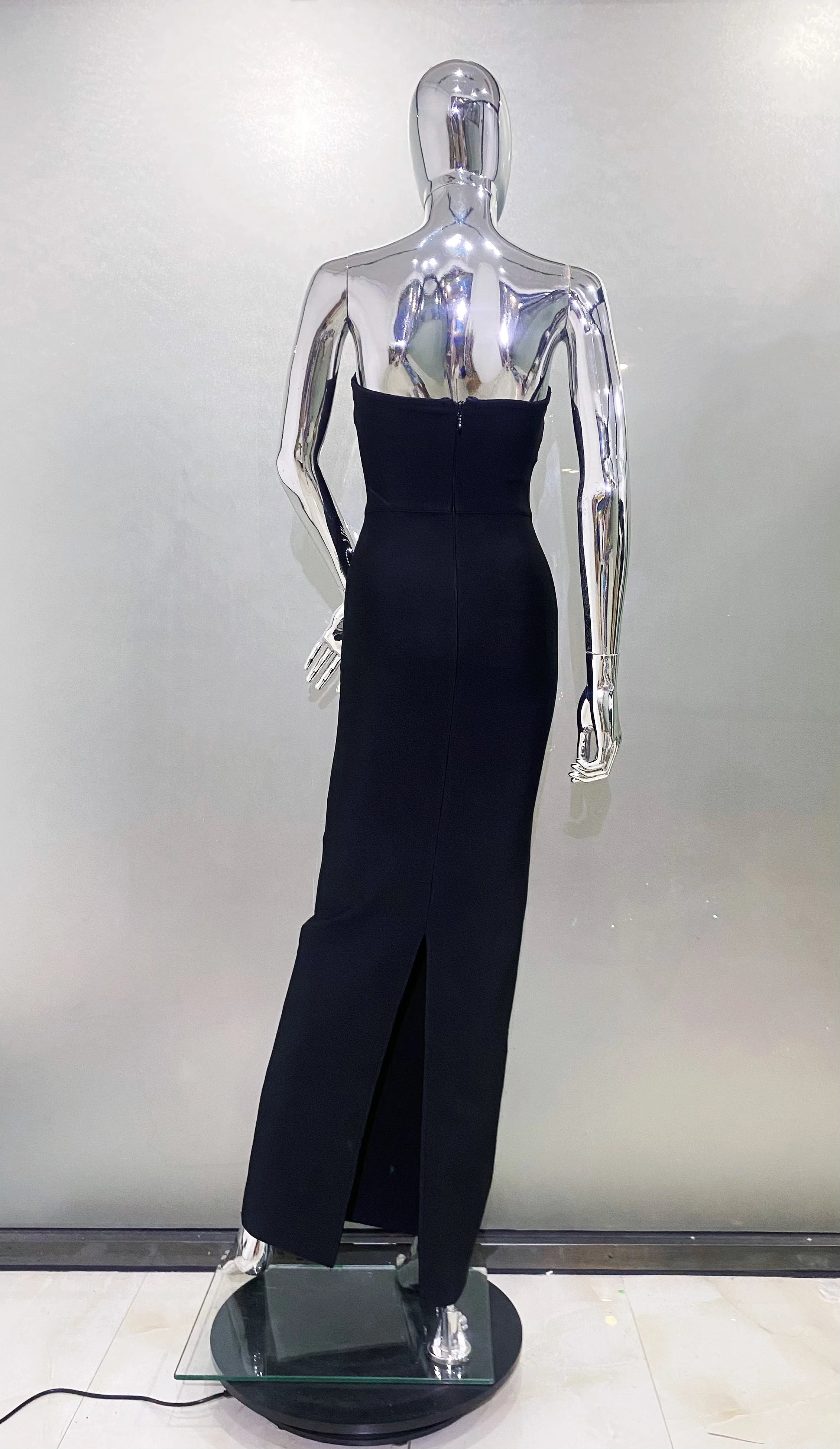 Top Women Sexy Strapless Colorful Rhinestones Bodycon Bandage Long Dress Celebrate Evening Party Birthday Outfit Vestido