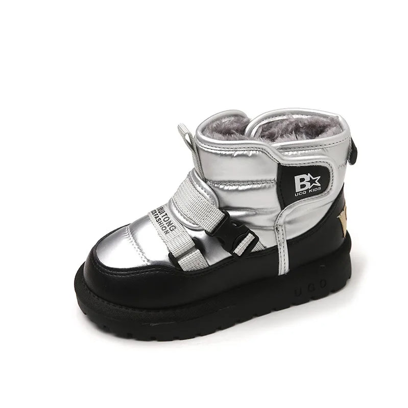 Children Snow Boots Winter Plus Cashmere Thicken Warm Boys Boots Girls Waterproof Outdoor Boots Kids Non-slip Hook Shoes Casual