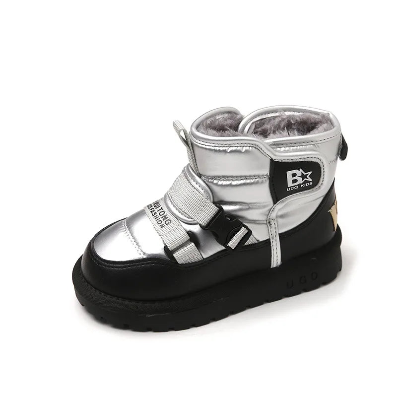 Children Snow Boots Winter Plus Cashmere Thicken Warm Boys Boots Girls Waterproof Outdoor Boots Kids Non-slip Hook Shoes Casual