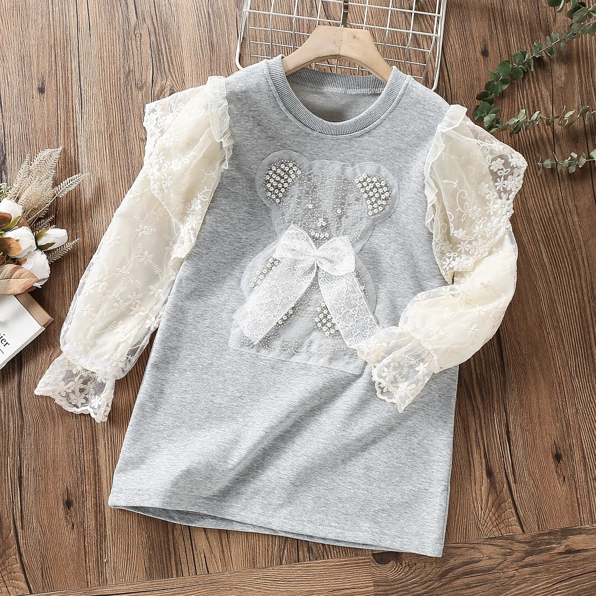 Cute Baby Girls Dresses Spring Autumn Puffle Sleeve Kids Princess Clothes Plaid Doll Collar Party Teens Wear for 6 8 10 12 Years Gray