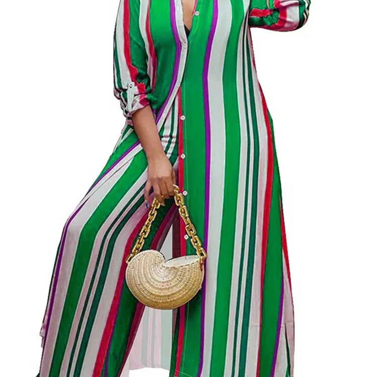 2 Piece Outfit Set Women Plus Size Matching Sets Long Shirt Top and Pants Sets Striped Casual Outfits 5xl Women Autumn Clothes