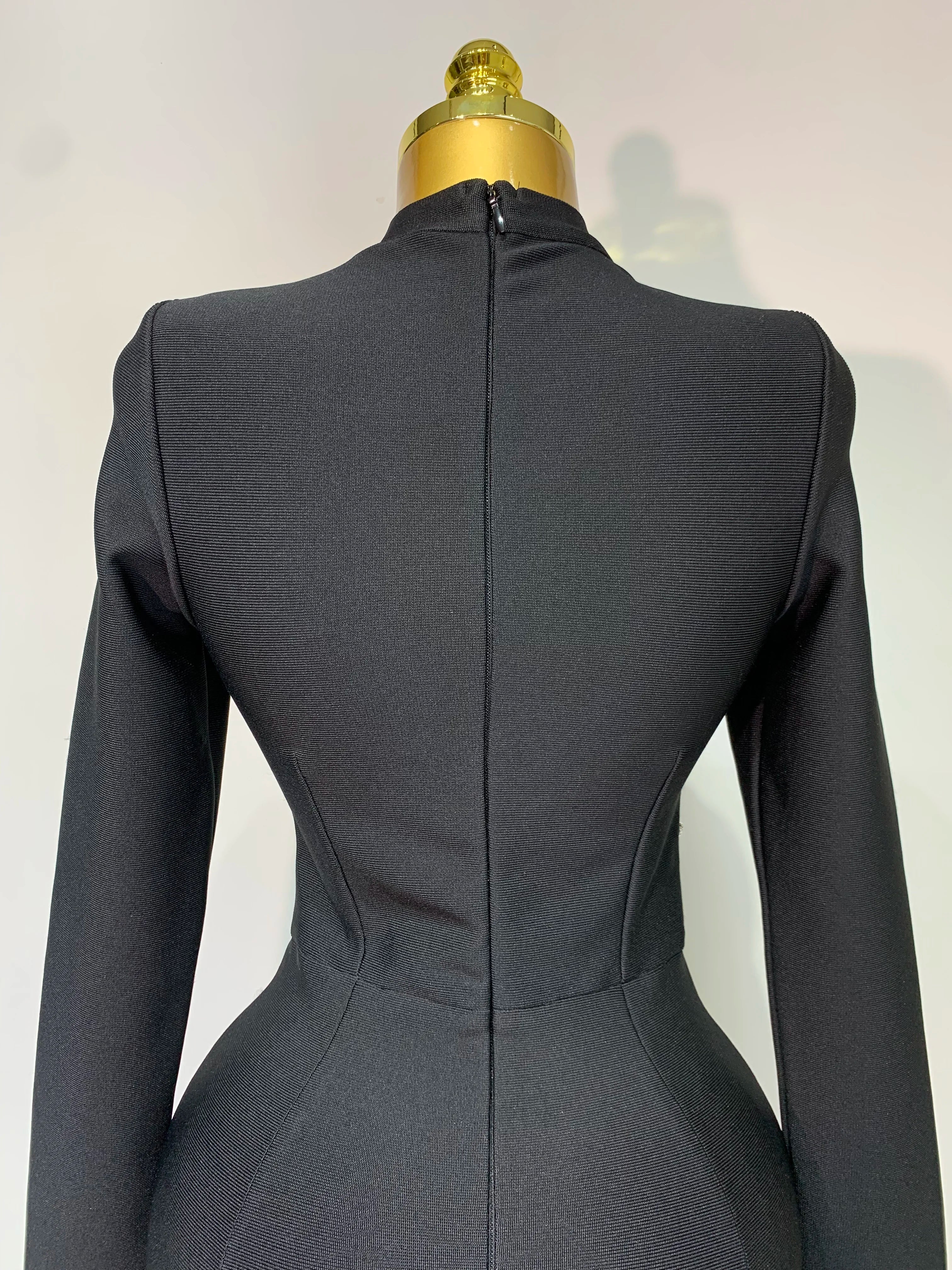 est Fashion Designer Party Dress Women's Formal Long Sleeve Diamonds Bodycon Bandage Dress Elegant Luxury Birthday Gown