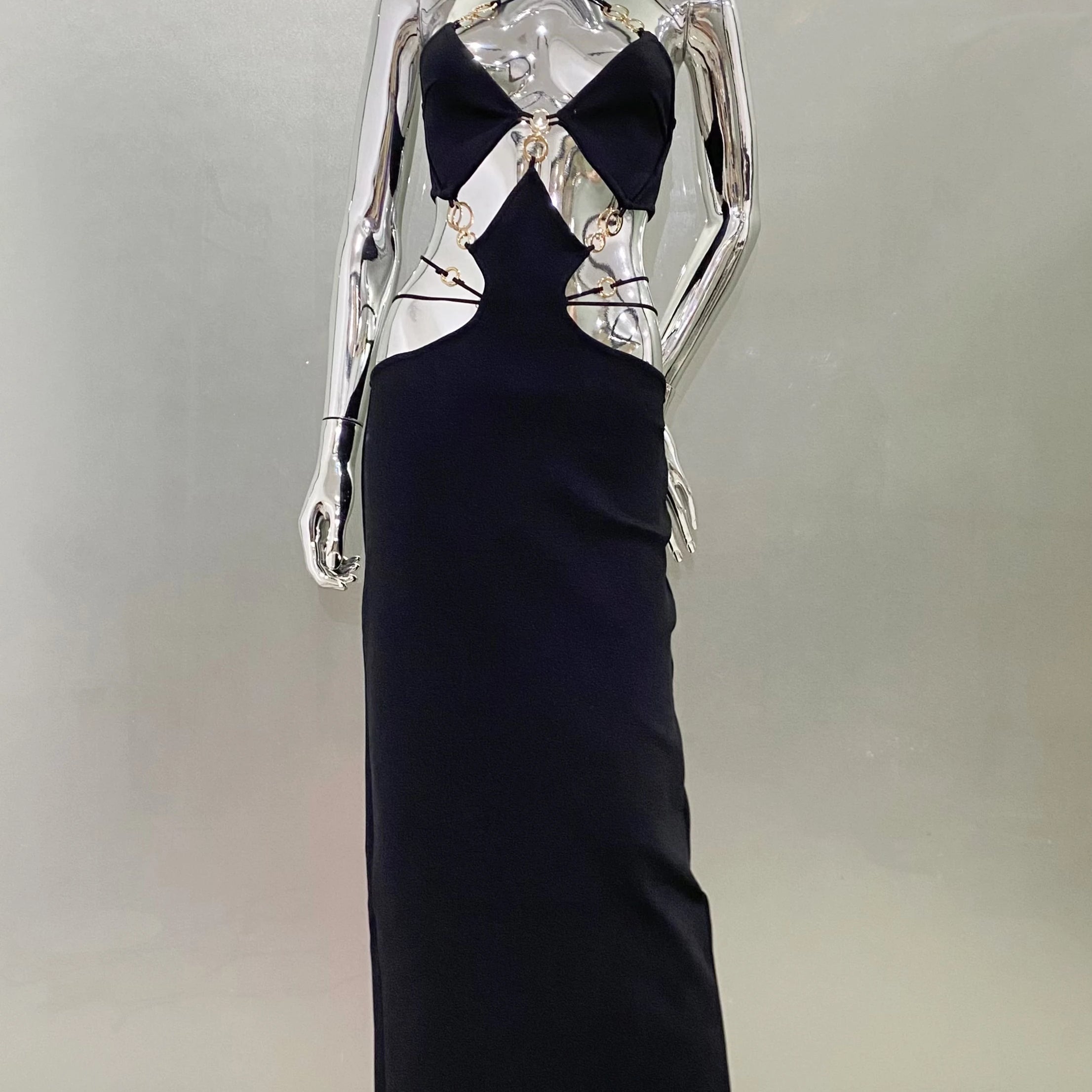 STOCK Stylish Luxury Diamonds Woman Bandage Set Sexy Hollow Out Short Top And Mermaid Long Skirt 2 Pieces  Evening Party Vestido