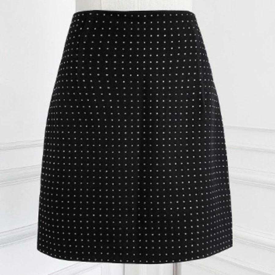 TWOTWINSTYLE Slimming Spliced Hot Fix Two Piece Sets for Women Lapel Long Sleeves Patchwork Single Breasted Top Skirt Set Female