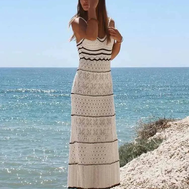 TRAF Women's Beach Wind Slim Sling Long Dress New Fashion Street Shoot Sleeveless Sexy Midi Long Dress Elegant Women's Fashion