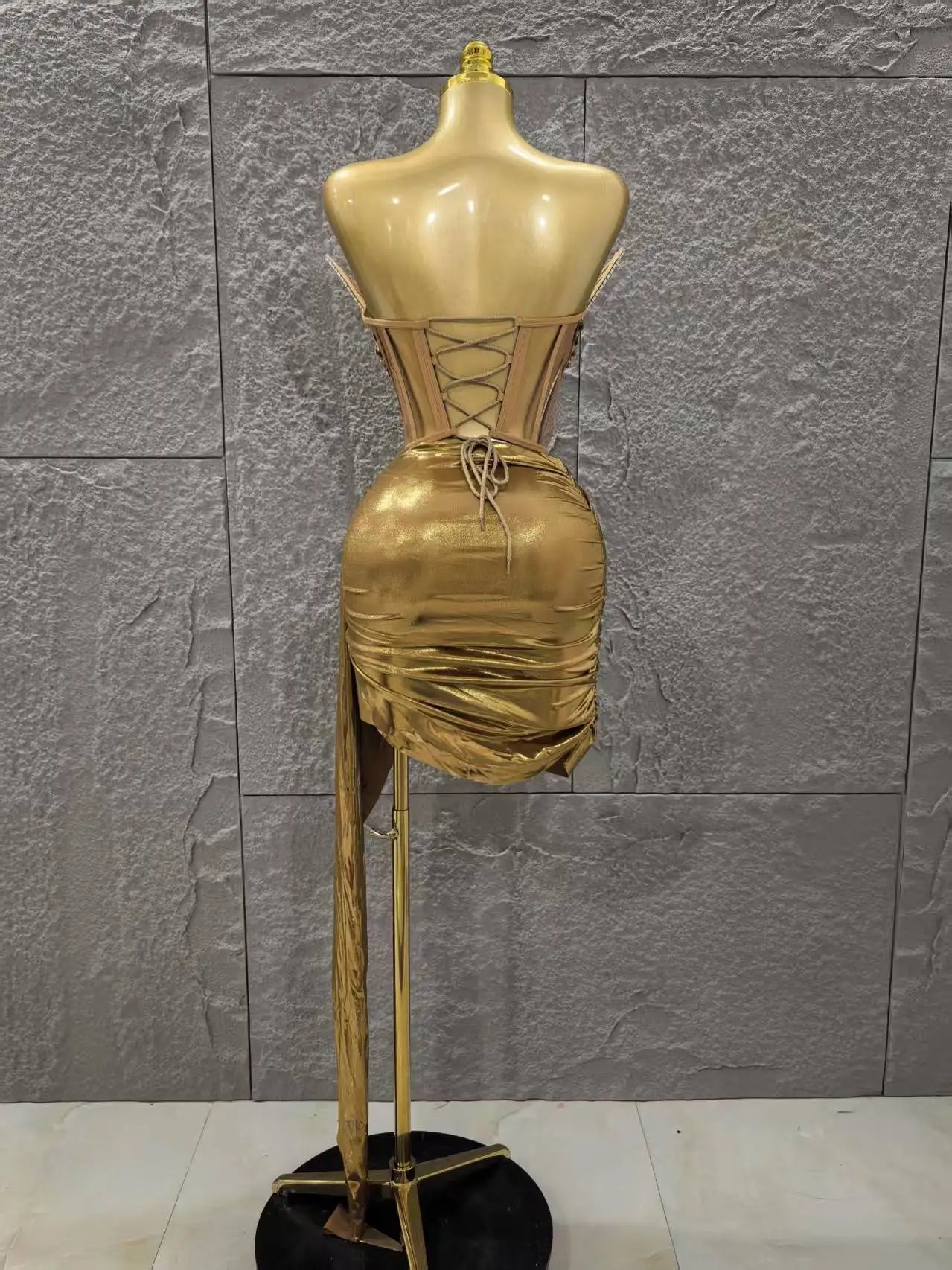 Robe moulante sexy 2 pièces pour femme, couleur or et argent, sans bretelles, scintillante, idéale pour une soirée en boîte de nuit ou un anniversaire