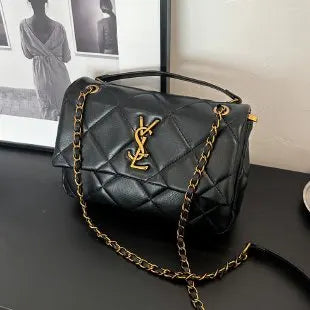 Women's Solid Color Shoulder Bag, New Design Diamond Chain Bag, Small Square Bag in Hand, Fashionable Letter Bag, Messenger Bag.