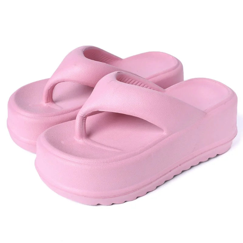 Summer Flat Slippers Women Leather Black White Flops Thick Sole Mules Casual Comfort Slides Woman Pink