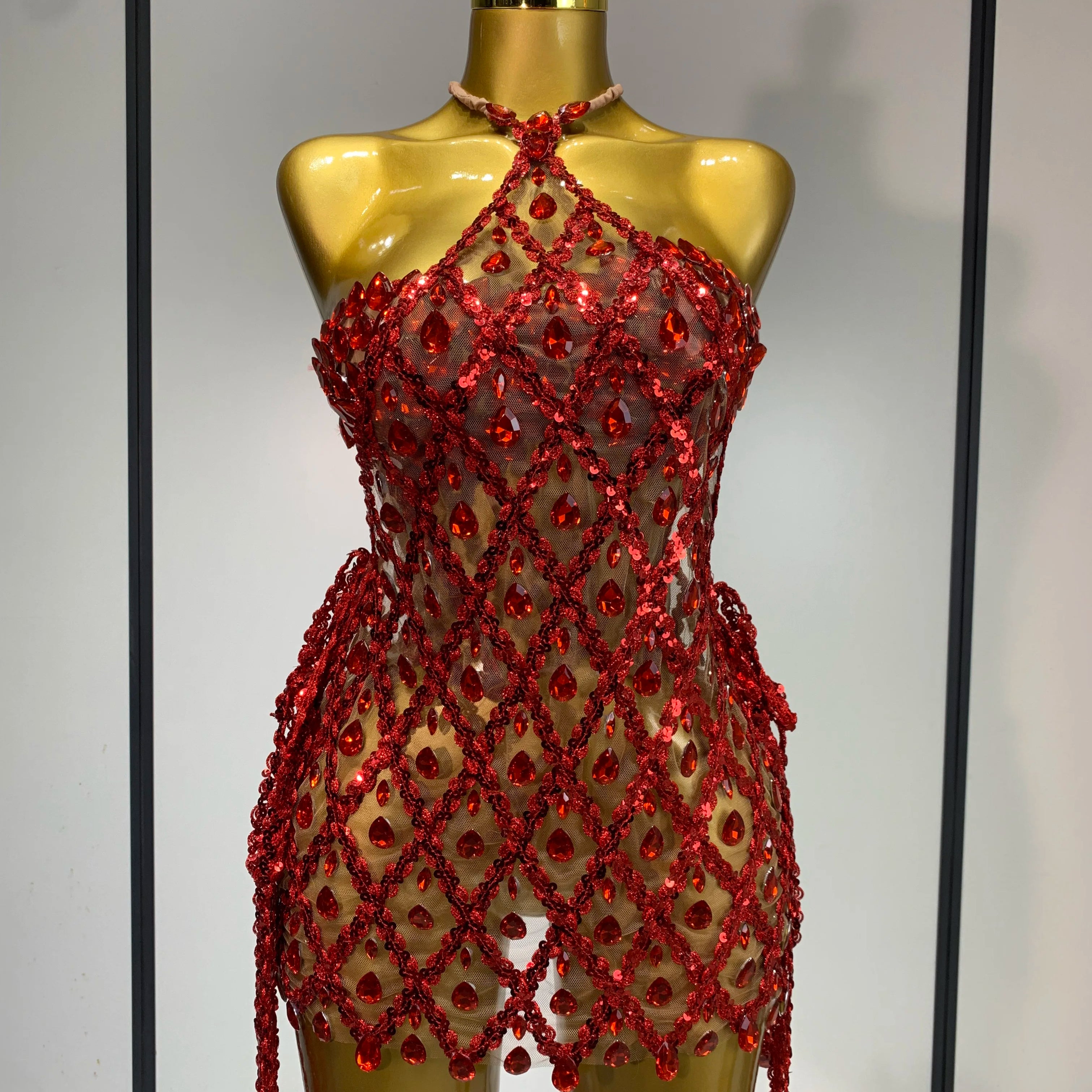 Sparkly Sequin Diamond Mesh Transparent Two Piece Set Women 2025 Sexy Evening Party Celebrate Birthday Photo Shoot Wear