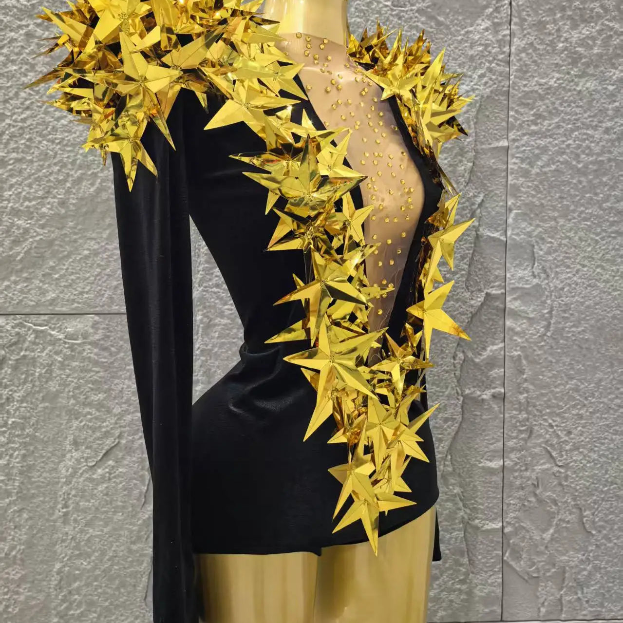 STOCK Shinning Star Sequins Women Long Sleeve Sexy High Stretch Bodycon Bodysuit Celebrate Bar Dancer Performance Costume