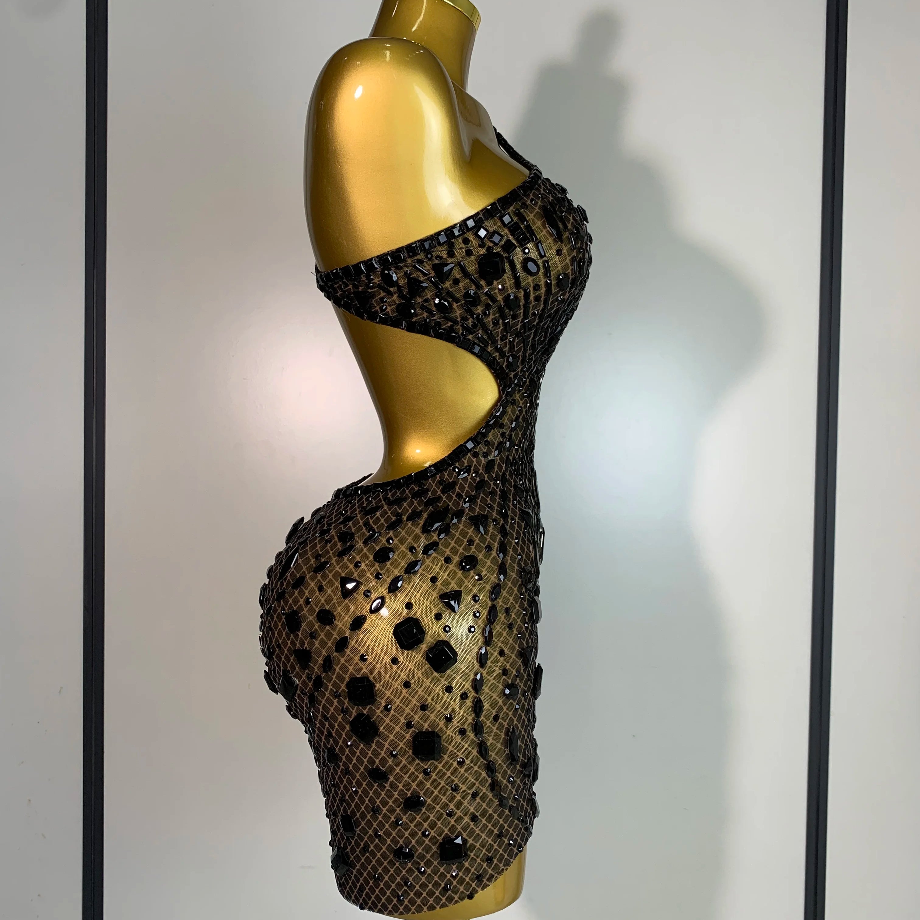 Arrival Women 2025 Sexy Backless Hollow Out Diamond Evening Prom Gown Birthday Luxury Celebrate Stage Nightclub Outfit