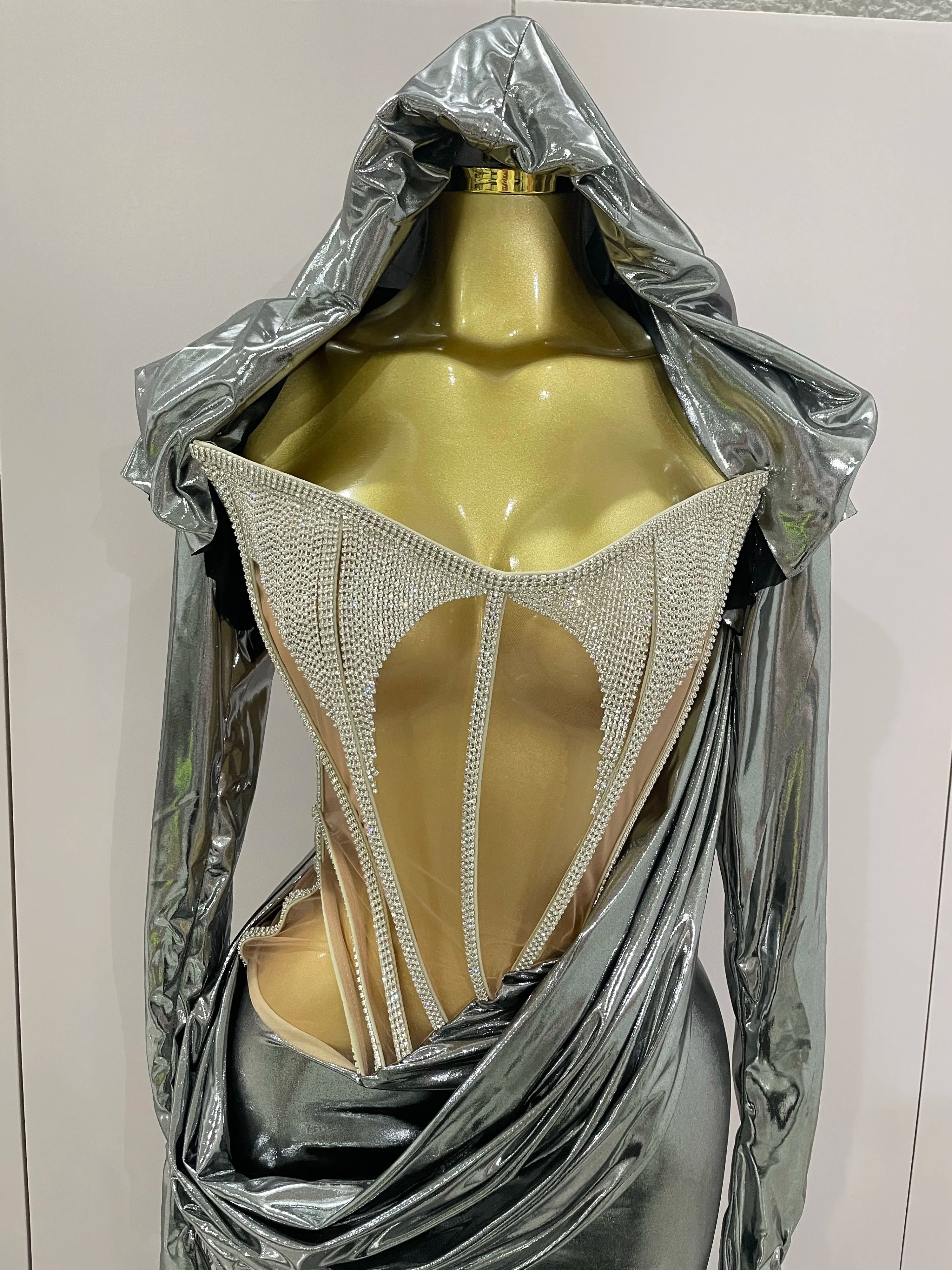 Stage Costume Sparkly Nightclub Gogo Party Dress Women Carnival Party Outfit Festival Cool Clothing Hoodie Dress Two Piece Set