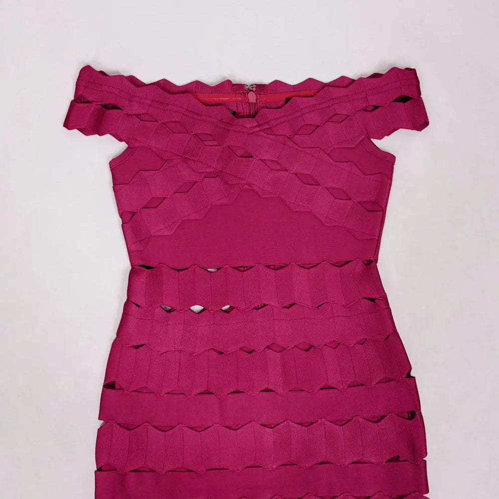 2025 Spring Sexy Women Hollow Cut Design Bandage Dress with One Collar Shoulders Bodycon Backless Midi Dress Club Party Vestidos