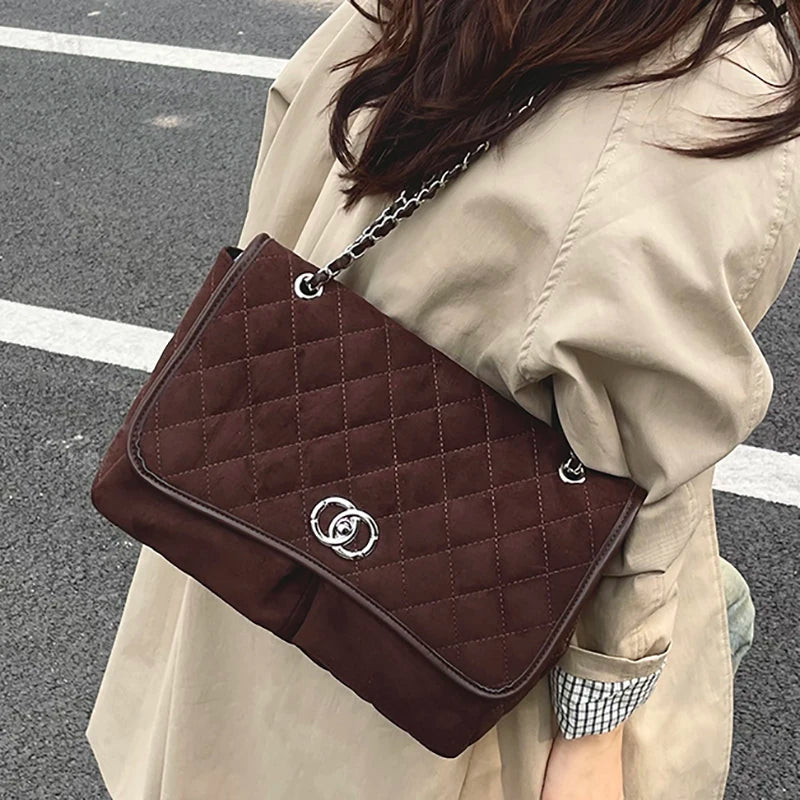 Retro Suede Leather Shoulder Bags for Women 2025 New Winter Underarm Bag Single Shoulder Crossbody Bag Fashion Handheld Bag