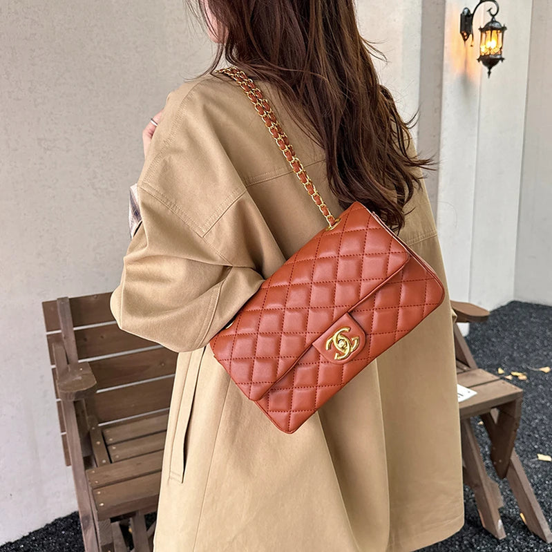 Luxury design chain strap crossbody bag, handheld small square bag, fashionable zipper wallet, women's shoulder bag