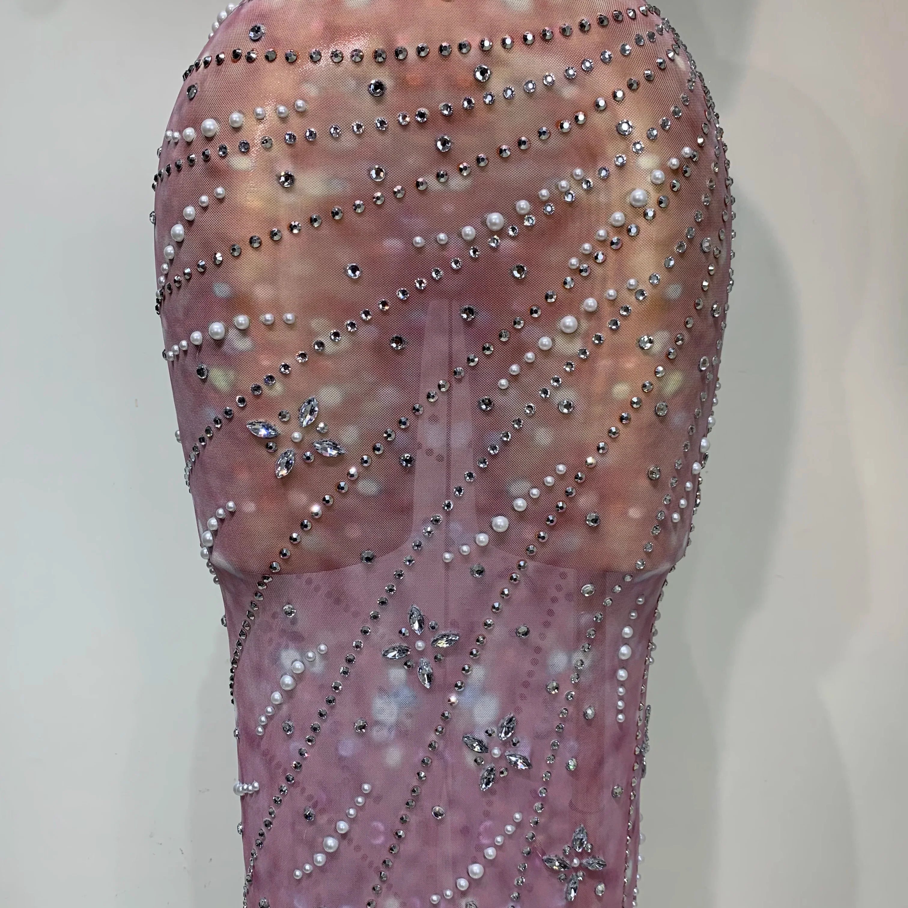 Women Sexy Two Pieces Set Celebrity Luxury Rhinestone Nightclub Skirt Suits Singer Dancer Stage Costume Evening Club Party Gowns