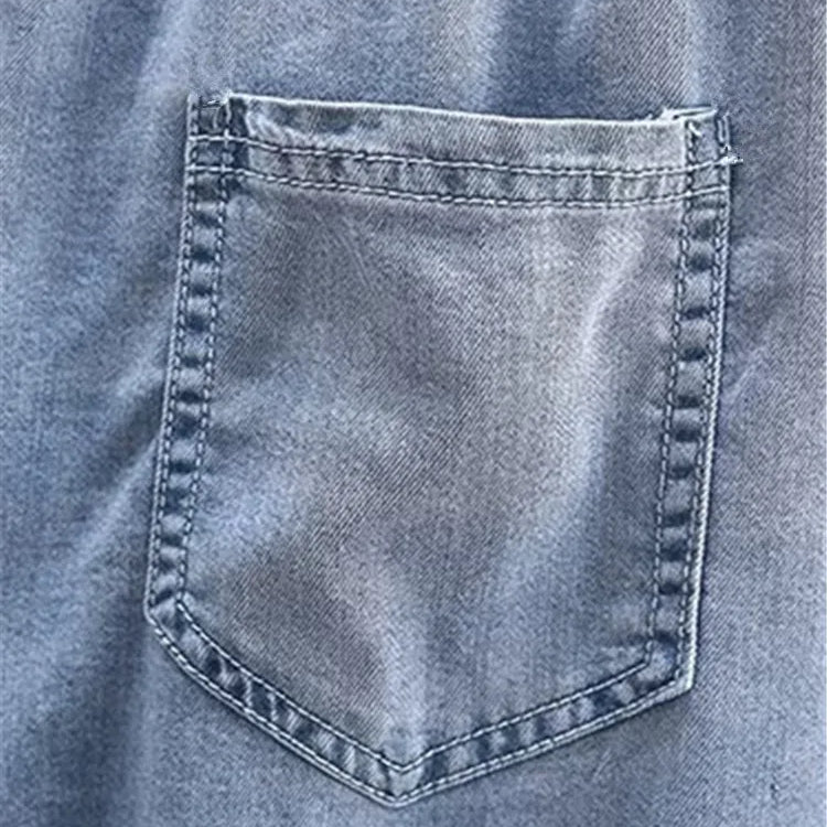 Plus Size Women's Clothing Denim Elasticated Waist Summer Thin Washed Jeans Fatty Wide-Legged Trousers For Obese Ladies Wear