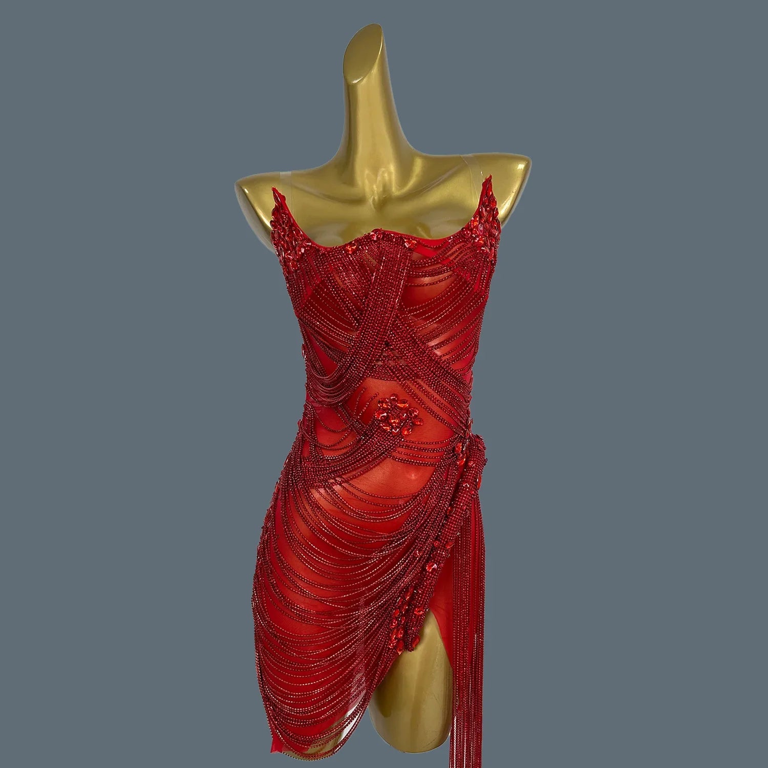 Sexy Halter Diamond Black Girls Party Mini Dress Luxury Tassel Beads Draped Cocktail Dress For Women Birthday Party Dress Luoli Red Red