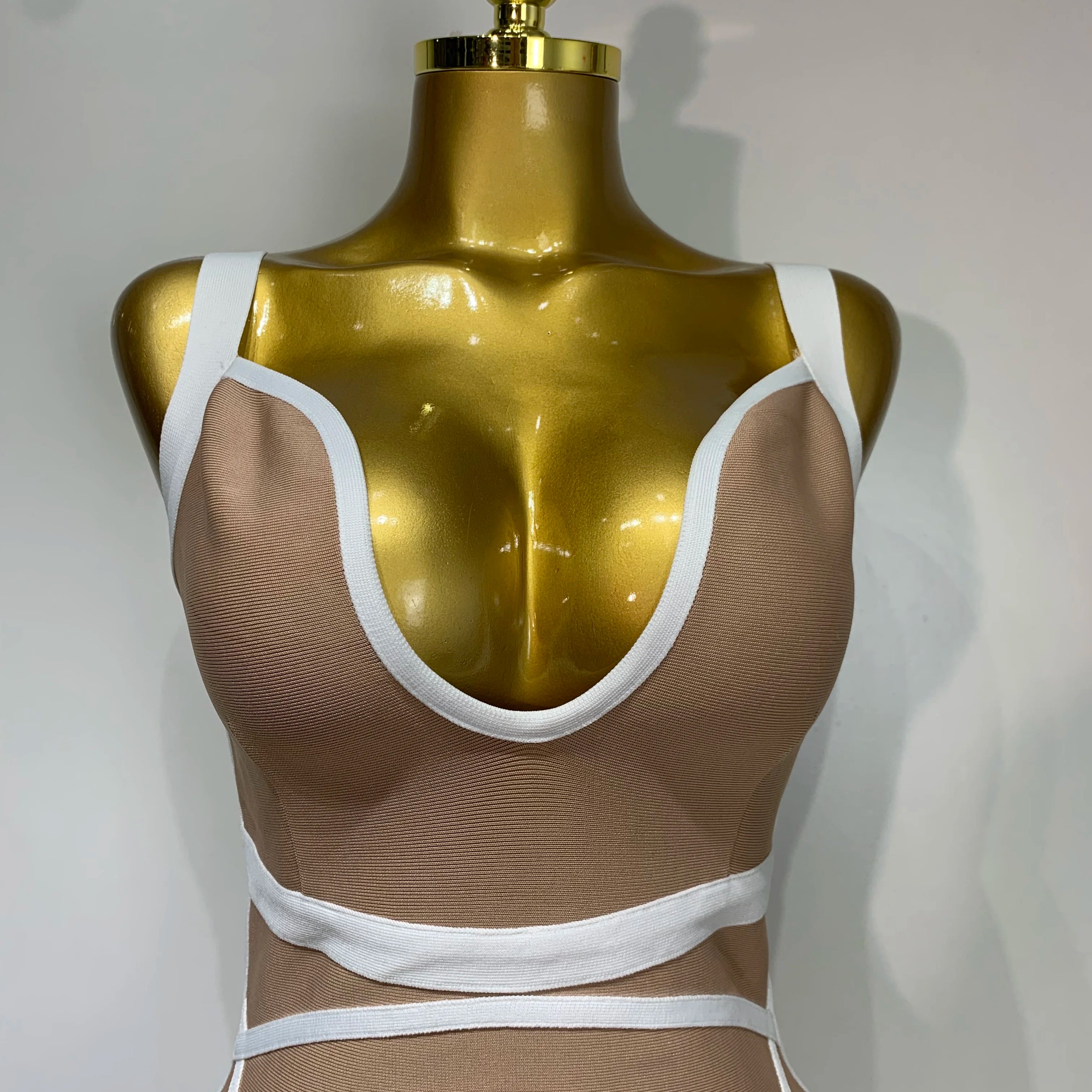 Women Sexy V Neck Striped Midi Bandage Bodycon Dress 2025 Celebrity Elegant Evening Club Party Luxury Birthday Outfit