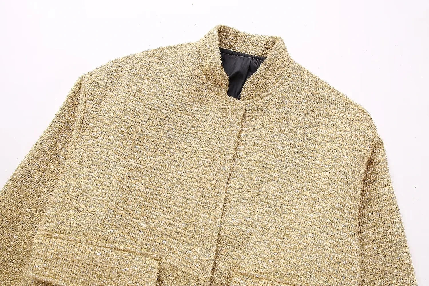 Streetwear Golden Sequined Oversized Jackets Women Long Sleeve Zipper Thick Coats Fashion Autumn Winter Outwears