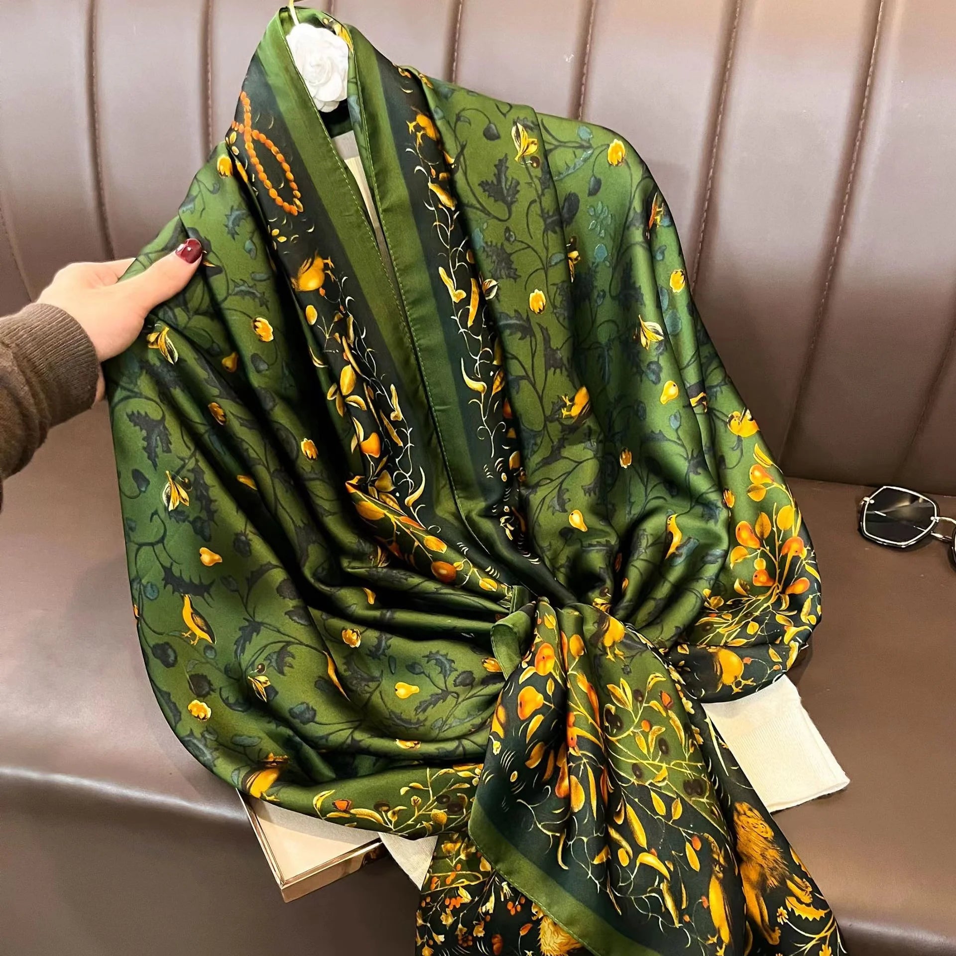 180*90cm Luxury Brand Spring Summer Autumn Women Clothing New Fashion Color matching printed silk scarf lady popular turba 35 180cmx90cm