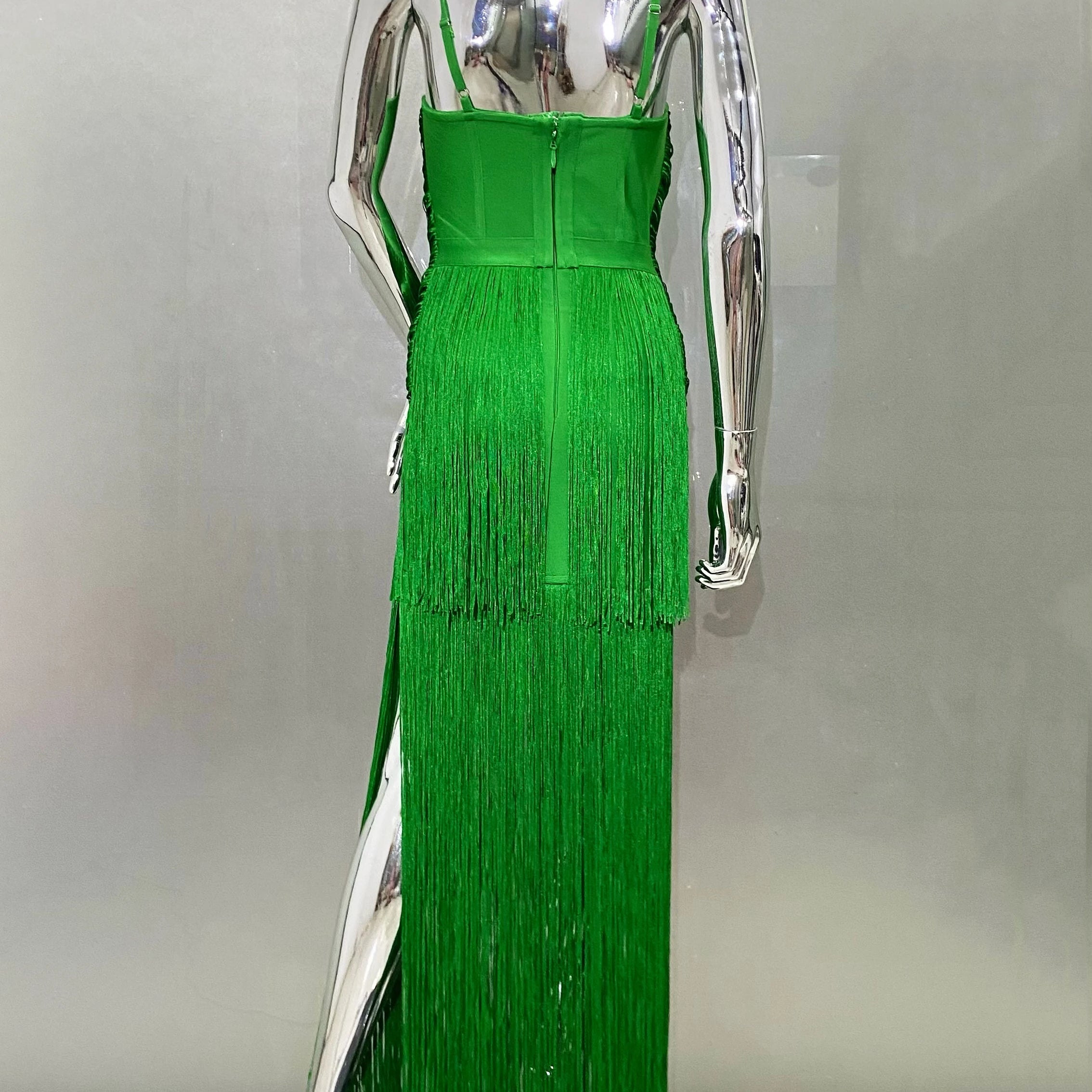 STOCK High Quality Super Shining Diamond Tassel Sexy V-Neck Mini Dress Fashion Woman Birthday Party Outfit Performance Costume