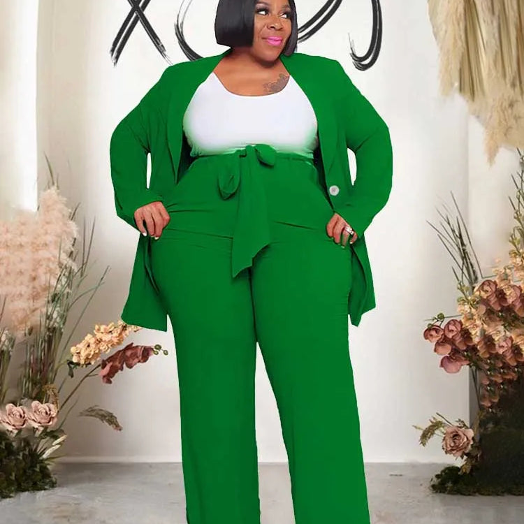 2 Piece Sets Women Outfit Winter Long Sleeve Sexy Pant Suits with Blazers Ladies Chic and Elegant Blazer Set Female Plus Size