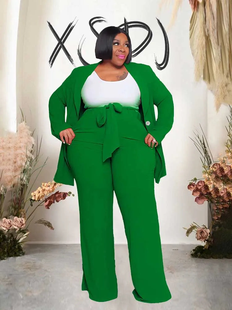 2 Piece Sets Women Outfit Winter Long Sleeve Sexy Pant Suits with Blazers Ladies Chic and Elegant Blazer Set Female Plus Size