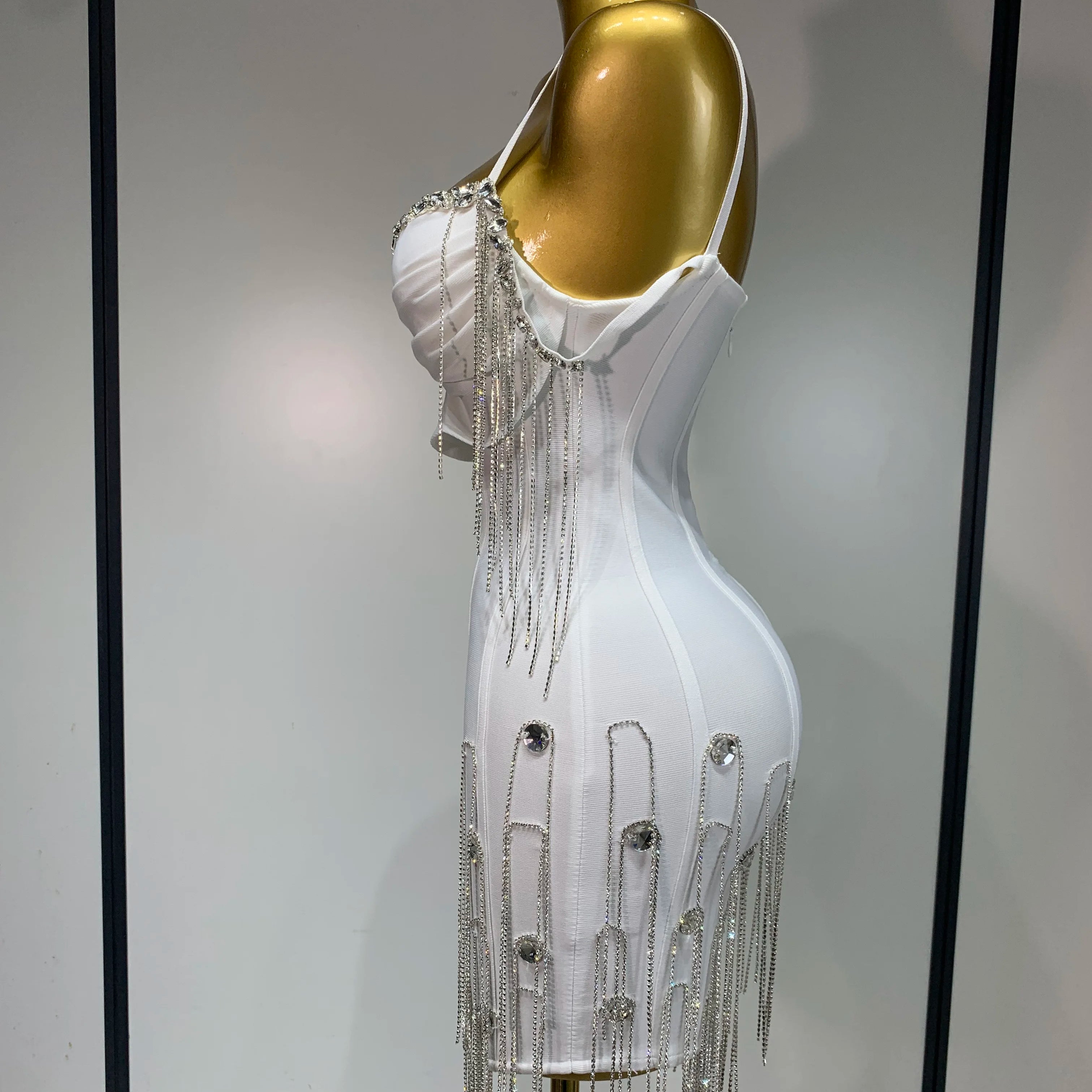 Women Sexy Backless Spaghetti Strap Bodycon Sleeveless Bandage Dress 2025 Elegant Prom Gown Club Evening Party Birthday Dresses