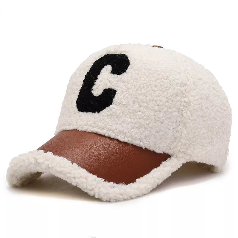 Uusi talvipäällyste kirjonta Kirjonta Lamb Wool Baseball Cap Teddy Cashmere Warm Capss