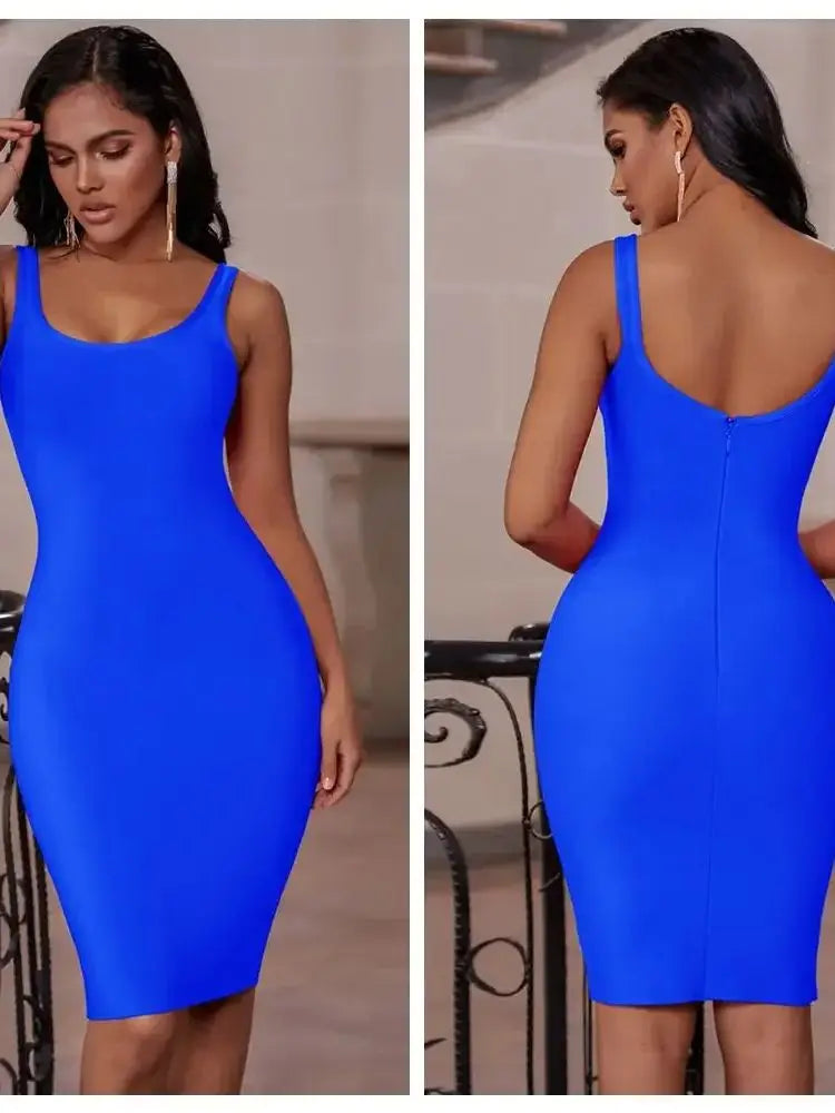 Purple Bandage Dress for Women 2021 New Arrival Summer Bodycon Dress Green Blue Sexy Club Party Dress evening birthday outfits Blue
