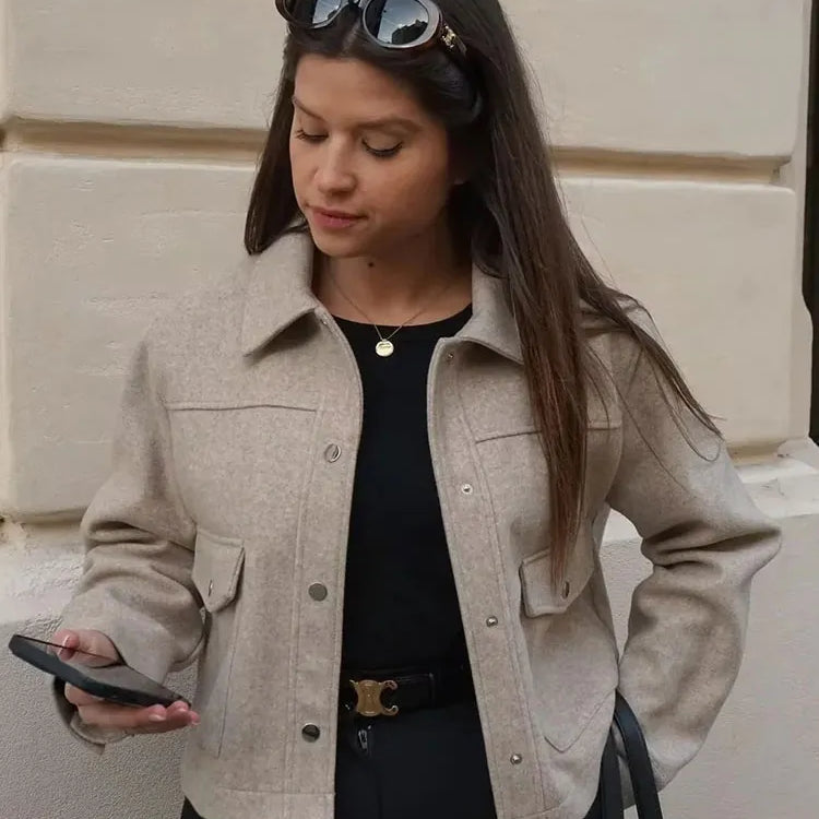 Jackets For Womens Autumn Fashion Solid Front Pockets Button Long Sleeve Jacket Elegant Woman Casual Outerwear Coat