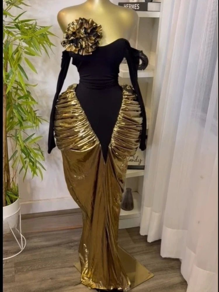 CM.YAYA Women Print Patchwork Stacked Ruched Long Sleeve Bodycon Midi Maxi Long Dress 2025 Birthday Vacation Sexy Party Dresses