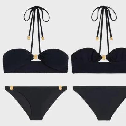 New Arrival Women Black Triangle Bikini Ins Design Luxury Swimwear Fashion Beach Summer Swim Wears 2302