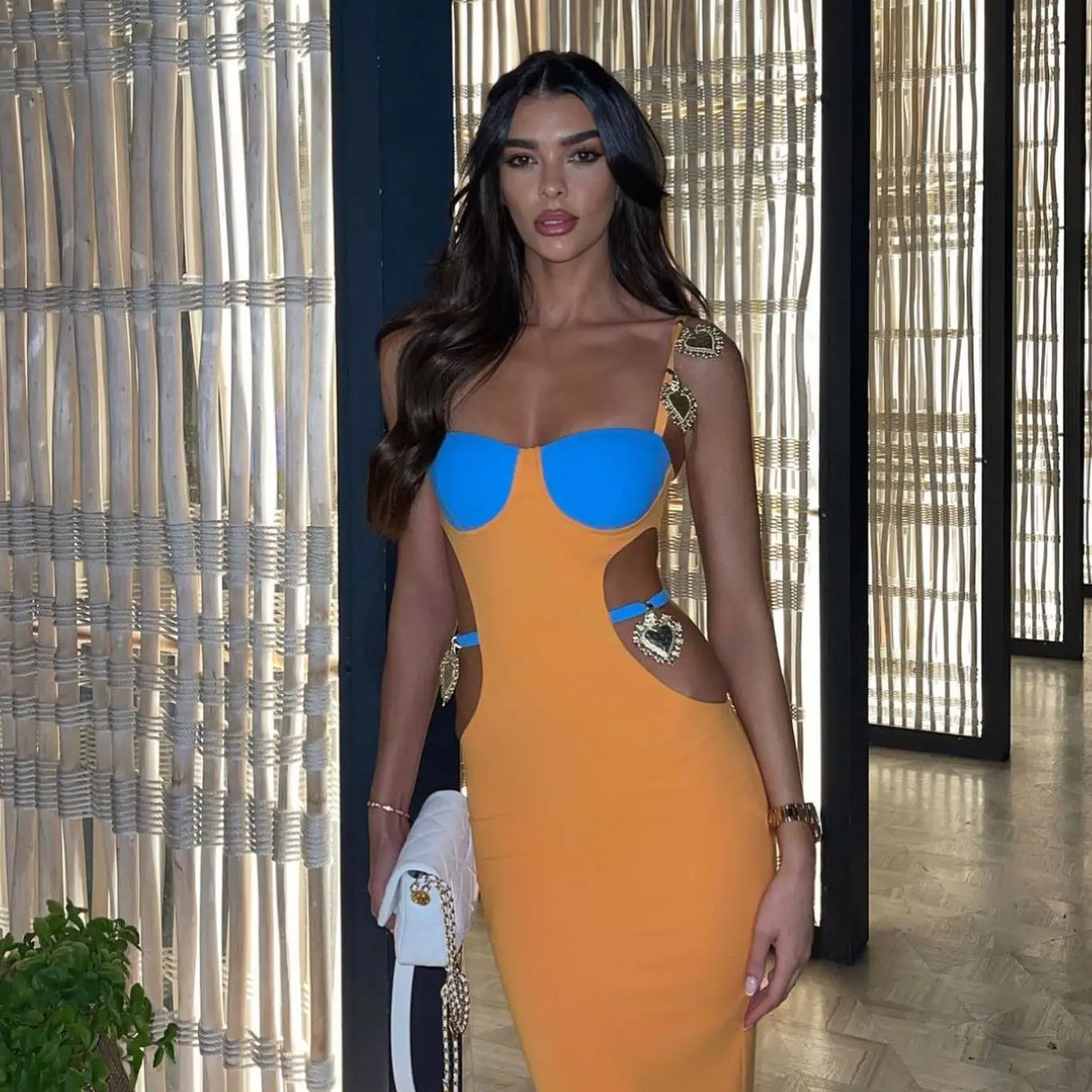 High Quality 3 Colors Women Sleeveless Sexy Sequined Hollow Out Bodycon Long Rayon Bandage Fashion Cocktail Birthday Maxi Dress