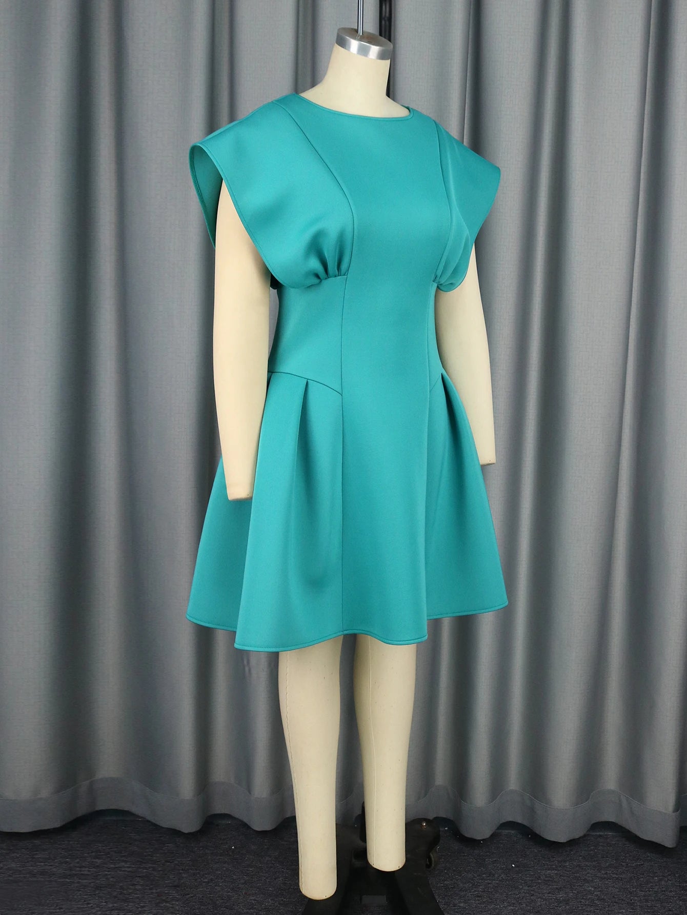 Green Sheath Dresses O Neck Short Flying Sleeve High Waist Slim Fit Office Lady Evening Cocktail Party Gowns Outfits 2024 New