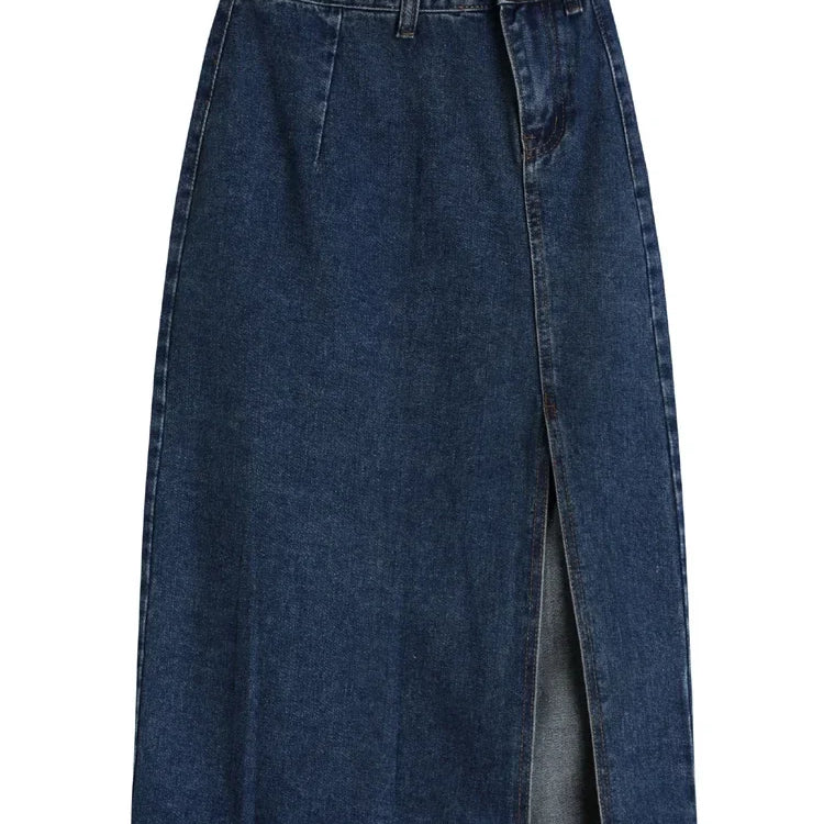 High Waist Slim Slit Buttocks Wrapped Denim Skirt Women All Reason Office Lady Casual Midi Jeans Skirts Female Cheap Wholesale