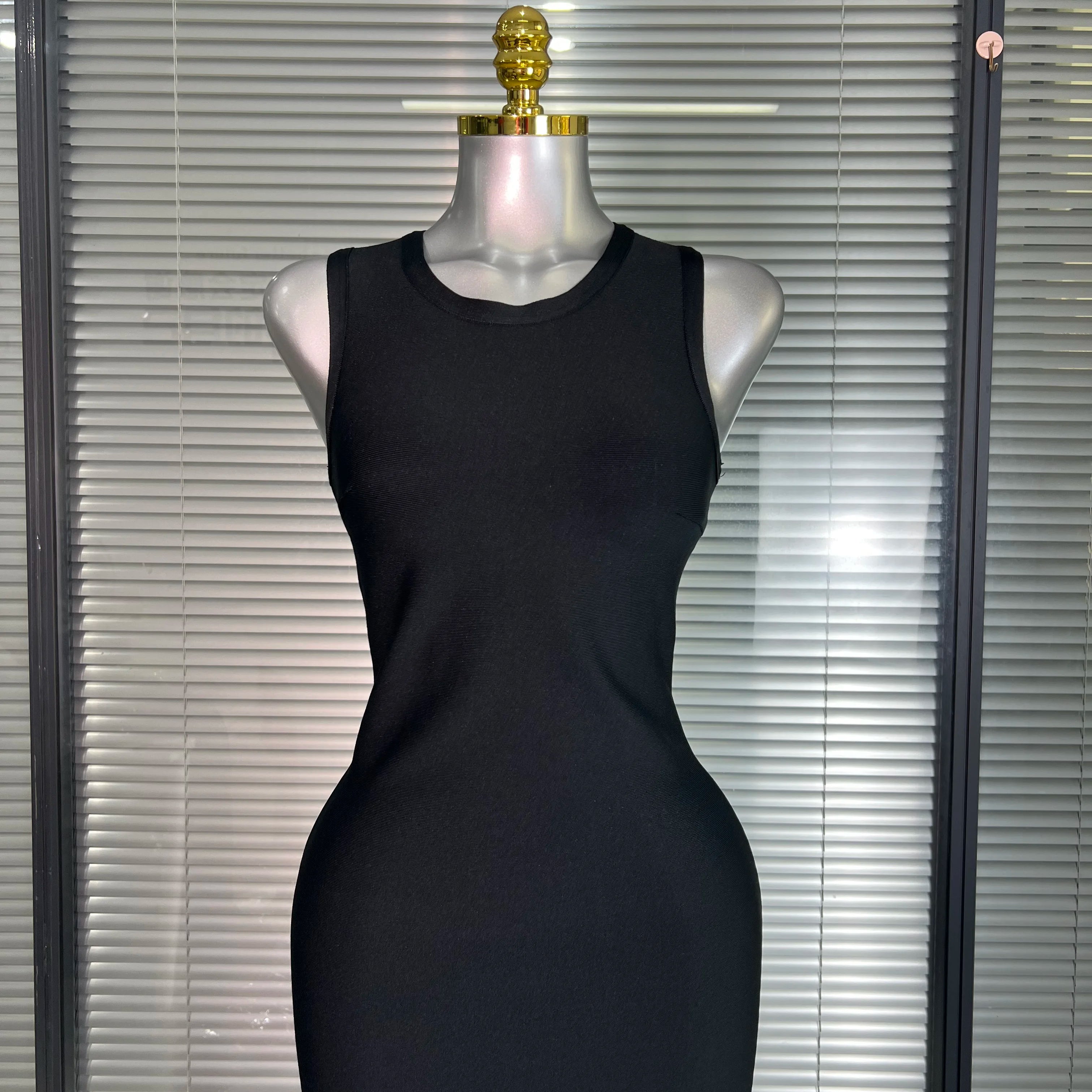 Summer New 2025 Women Black Tank Long Bodycon Bandage Dress Sparkly Shining Evening Party Dress Vestido