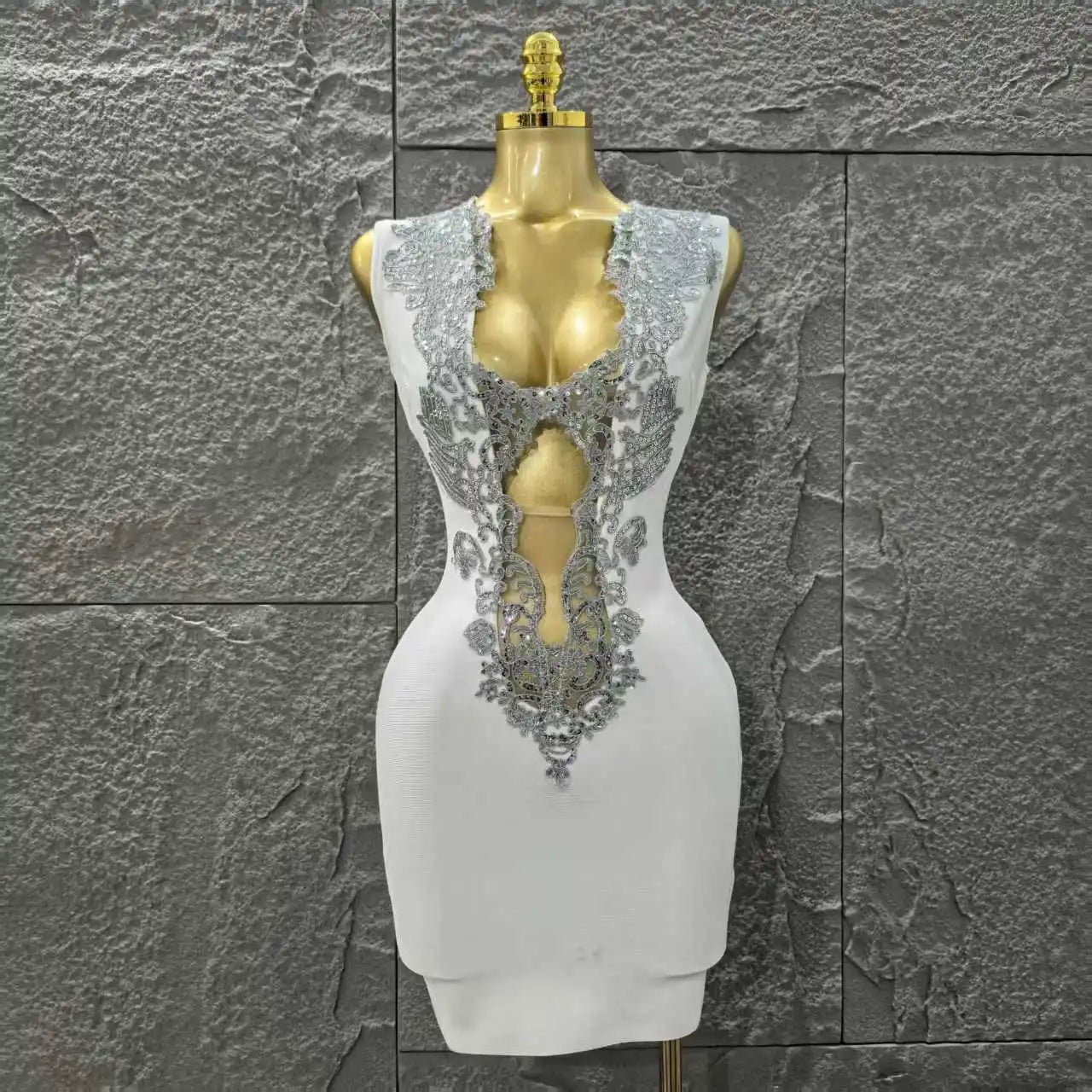 Women Sleeveless Sexy V-Neck Bodycon Mini Bandage Dress Rayon Celebrate Nightclub Party Birthday Cocktail Fashion Dress