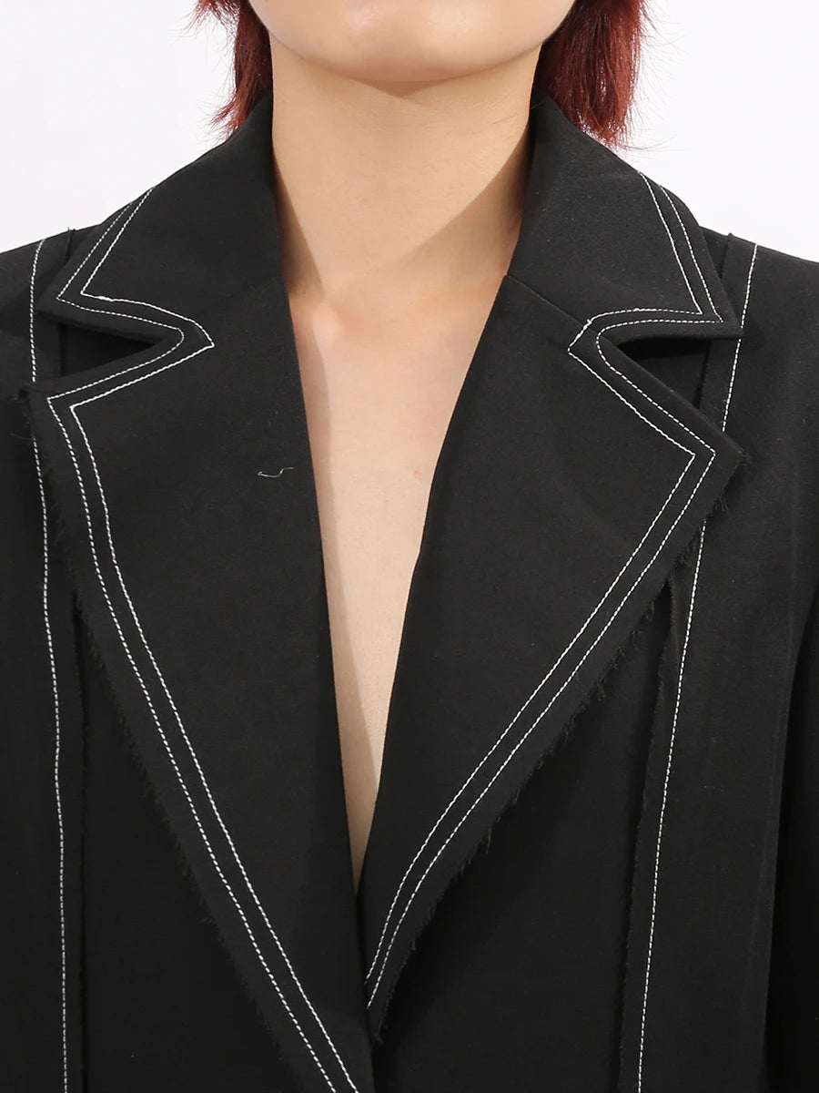 TWOTWINSTYLE Slimming Spliced Single Breasted Elegant Trench for Women Lapel Long Sleeves Temperament Jacket Femlae Clothing New