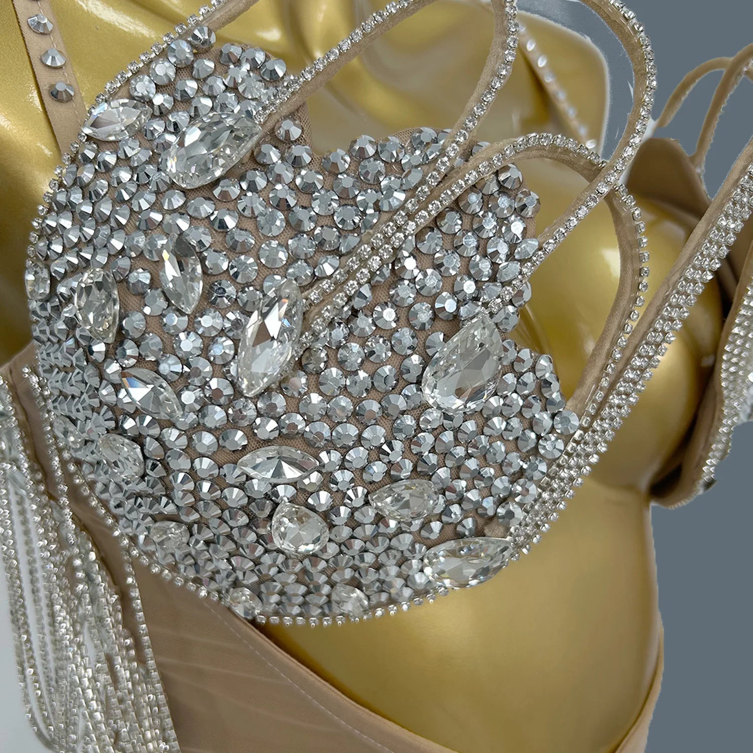 Hot Girls Sexy Dress Party Nightclub Show Showgirl Stage Performance Wear Bars Women's Luxury Rhinestone Chains Dress Xionghuai