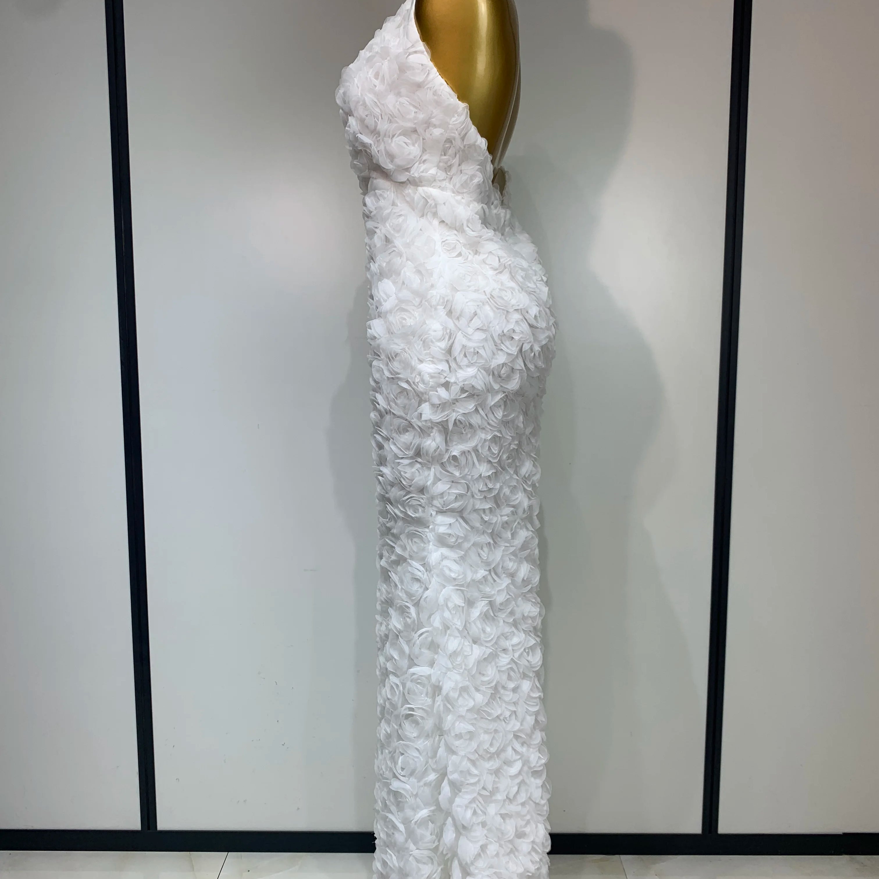 Women Sexy Backless Halter V-neck Florals Bodycon Long Dress Celebrate White Elegant Evening Party Luxury Birthday Outfit