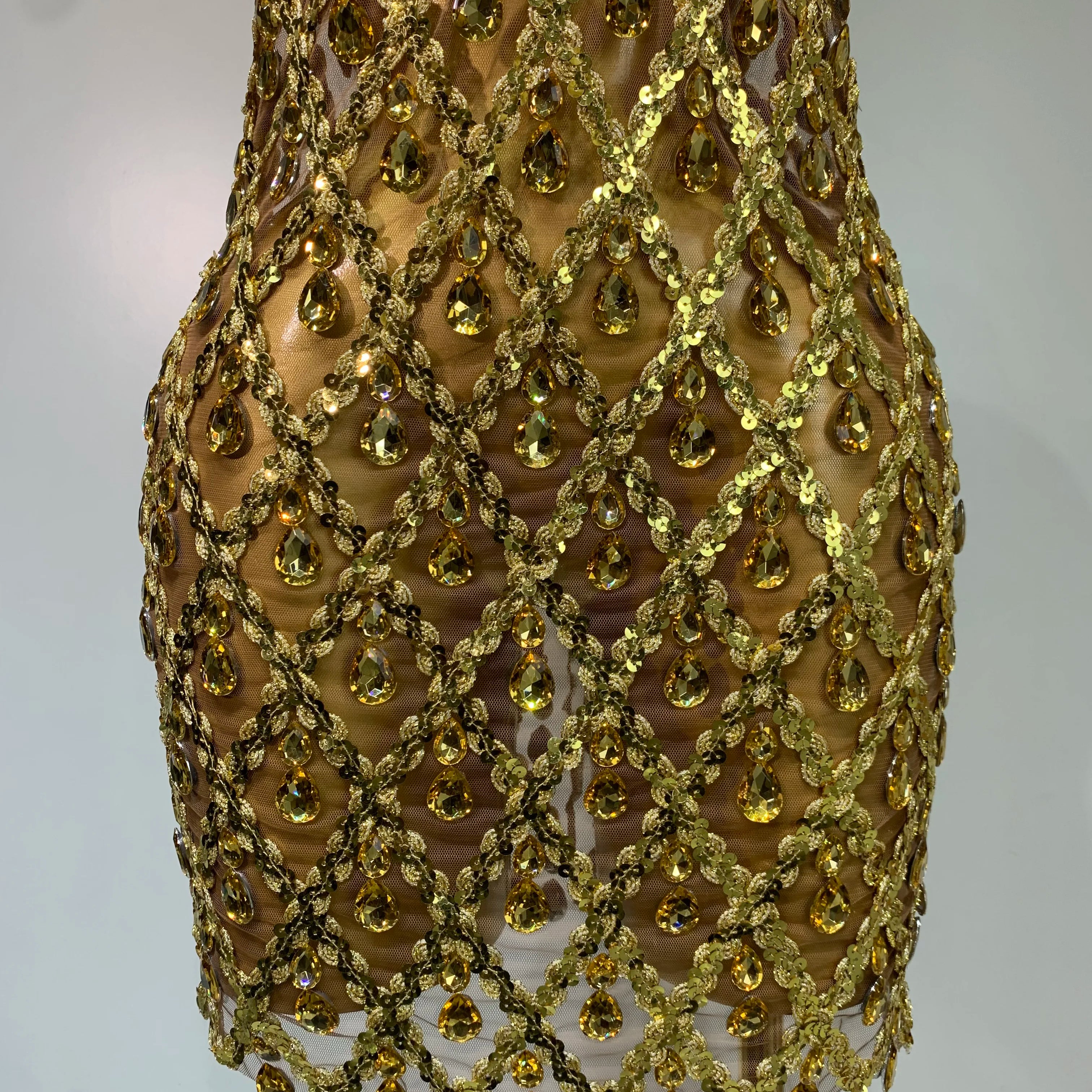 Women Sexy Stage Shining Rhinestone Sequins Dress Evening Prom Luxury Birthday Dress Transparent Performance Singer Club Dress