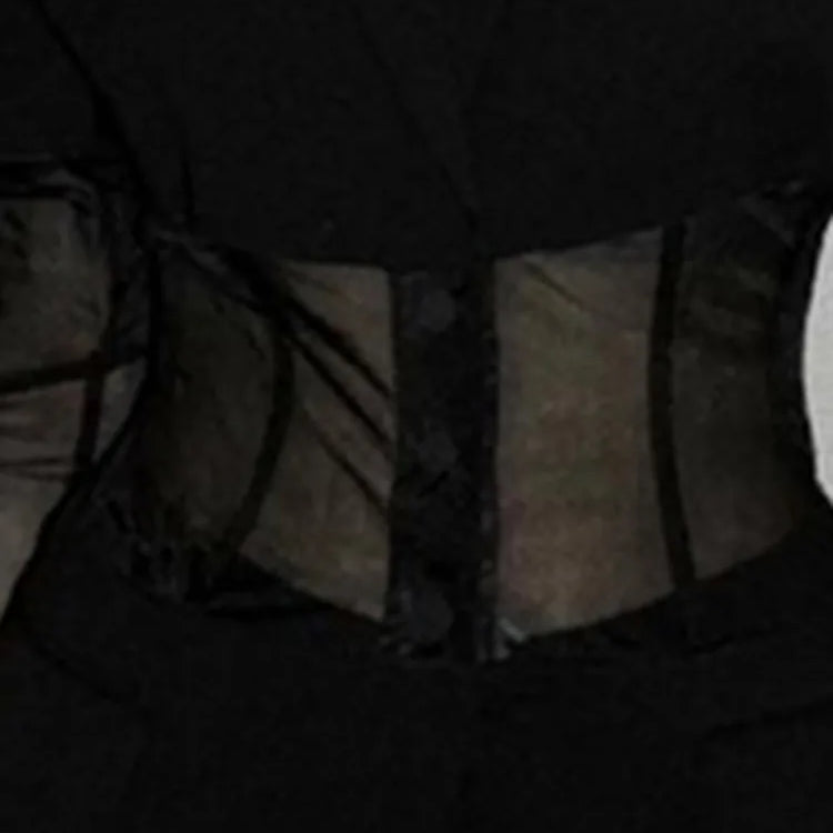 DEAT Fashion Women's Blazer New Notched Collar Patchwork See-through Mesh Single Breasted Slim Suit Jackets Autumn 17A2745